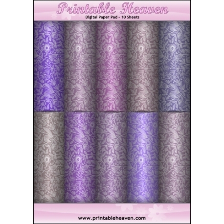 Download - Digital Paper Pad - Floral Shades Purple and Lilac