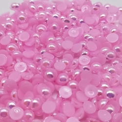 6mm Half-beads - Pale Pink Iridescent (100 pack)