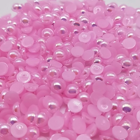 6mm Iridescent Half-beads - Pale Pink (100 pack)