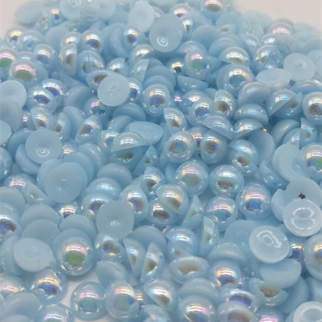 6mm Iridescent Half-beads - Baby Blue (100 pack)