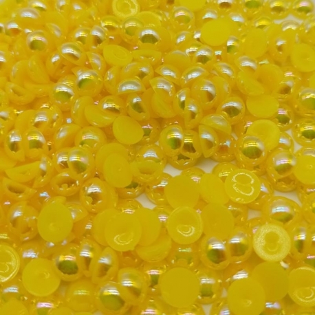 6mm Iridescent Half-beads - Yellow (100 pack)