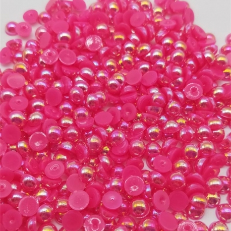 6mm Iridescent Half-beads - Cerise Pink (100 pack)