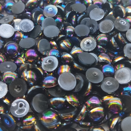 6mm Iridescent Half-beads - Black (100 pack)