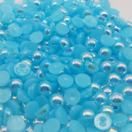 6mm Iridescent Half-beads - Sky Blue (100 pack)