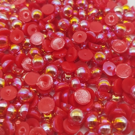 6mm Iridescent Half-beads - Red (100 pack)