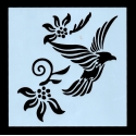 13 x 13cm Reusable Stencil - Flying Bird & Flowers (1pc)