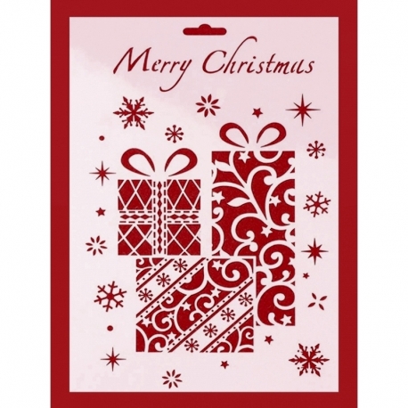 Large Plastic Stencil - Merry Christmas Presents (1pc)