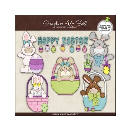 Download - Clip Art - Happy Easter Bunnies