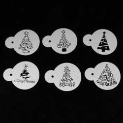 11cm Round Stencil Set - Christmas Trees (6pcs)