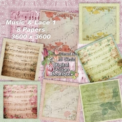 Download - Vintage Music and Lace Papers 1