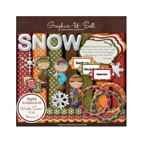 Download - Winter Snow Kids 1 - Digital Scrap Kit