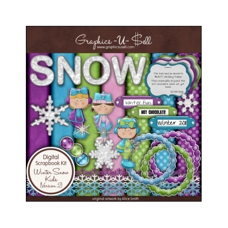 Download - Winter Snow Kids 2 - Digital Scrap Kit