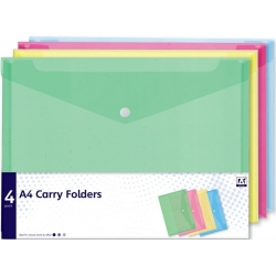 A4 Coloured Plastic Folders - 4 Pack (CFR/4)