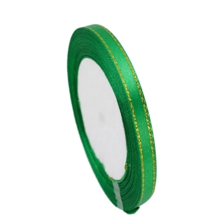 6mm Gold-Edge Satin Ribbon - Forest Green (25 yards)