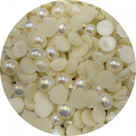 6mm Half-beads - Cream Iridescent (100 pack)
