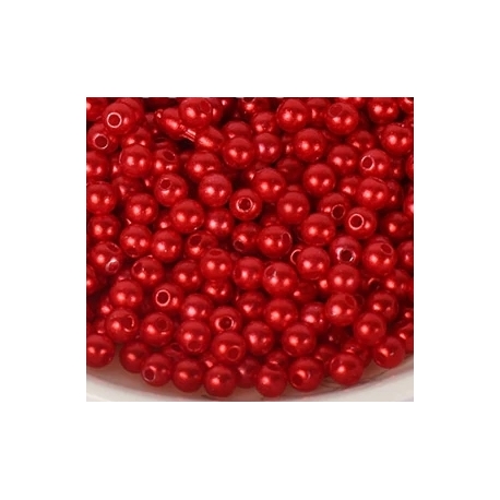 4mm Round Pearl Beads - Red (200 pack)