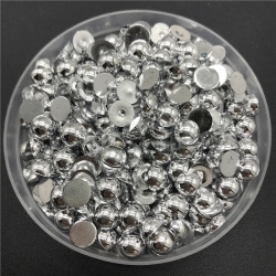 6mm Half-beads - Silver (100 pack)