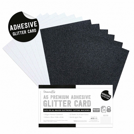 A5 Adhesive Glitter Sheets Black & White (DCGCD048)