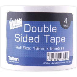 Just Stationery Double-sided Tape 18mm X 8m 4 pack (T6150)