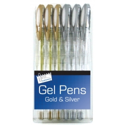 Just Stationery Gel Pens 6 pack - Silver & Gold (T1224)