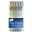Just Stationery Gel Pens 6 pack - Silver & Gold (T1224)