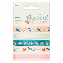 Printed Ribbon (5x1m) - Bluebirds & Roses (PMA 367508)