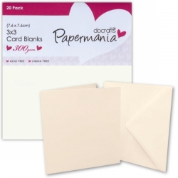 Papermania 3" x 3" Cards/Envelopes (20pk 300gsm) - Cream (PMA 151001)