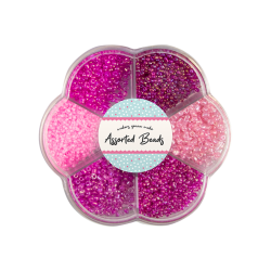 Assorted Beads In Flower Box - Pinks (STA4397)