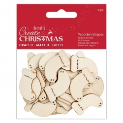 Create Christmas Wooden Shapes (30pcs) - Mini Stockings Natural (PMA 174584)