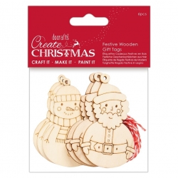 Festive Wooden Santa & Snowman Gift Tags (PMA 359930)