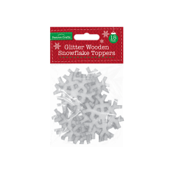 Glitter Wooden Snowflake Toppers - White 15 Pack (XMA4072)