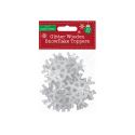 Glitter Wooden Snowflake Toppers - White 15 Pack (XMA4072)