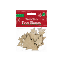 Wooden Plain Christmas Tree Shapes 12 Pack (XMA4078)