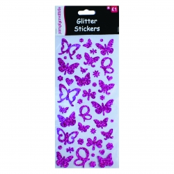 Simply Creative Glitter Butterfly Stickers - Pink (SC064)