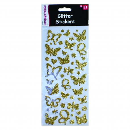Simply Creative Glitter Butterfly Stickers - Gold (SC065)