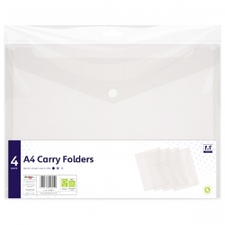 A4 Clear Button Carry Folders - 4 Pack (CCFR/1)