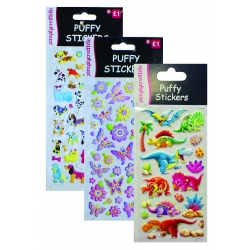 SC Puffy Stickers 3 pack OFFER - Butterflies, Dinosaurs & Dogs (SC075/6/9)