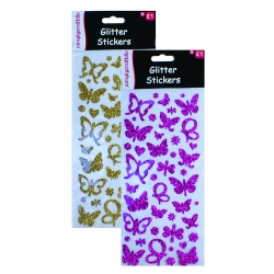 Simply Creative Glitter Butterfly Stickers OFFER - Gold/Pink