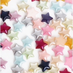 Flat-back Pearl Stars, solid - Multi (100pcs)