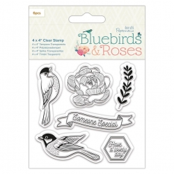 4 x 4 Clear Stamp - Bluebirds & Roses, Birds (PMA 907273)