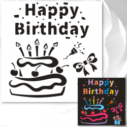 13 x 13cm Reusable Stencil - Happy Birthday Cake (1pc)