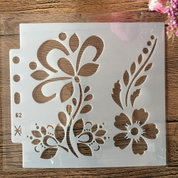 13 x 13cm Reusable Stencil - Folk Flowers (1pc)