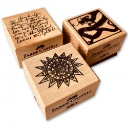 Mara Wooden Stamp Trio - Sunflower, Dragon Garland & Tea