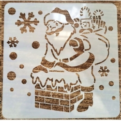 13 x 13cm Reusable Stencil - Santa in Chimney (1pc)