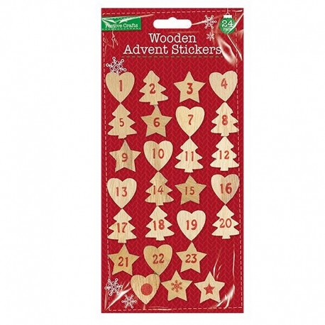Wooden Advent Stickers 27 pack (XMA4076)
