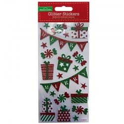Christmas Glitter Foam Sticker Sheet - Presents & Bunting