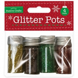 Christmas Glitter Pots 4 colours (XMA4065)