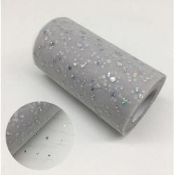 Tulle Roll with Sequins - Silver/Grey (15cm x 9.1m)