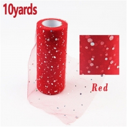 Tulle Roll with Sequins - Red (15cm x 9.1m)