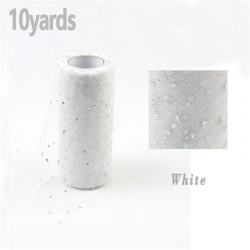 Tulle Roll with Sequins - White (15cm x 9.1m)